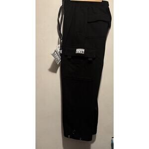 PRO CLUB MEN'S FLEECE CARGO BLACK SWEATPANTS HEAVYWEIGHT SIZE S NWT
